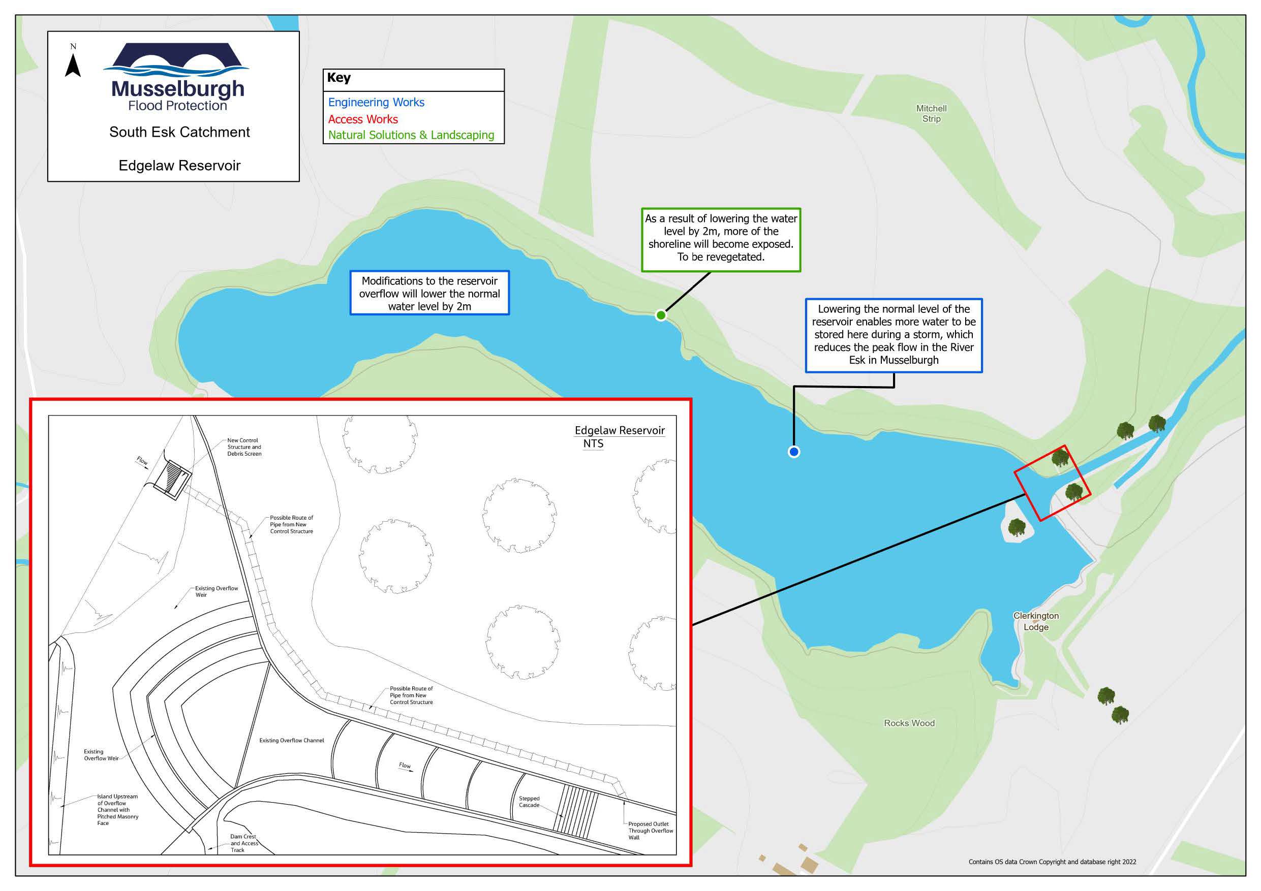Outline Design map presented at June 2023 Public Exhibition of Edgelaw Reservoir